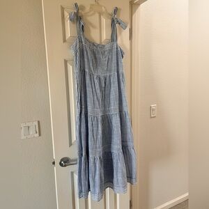 Tommy Bahama Blue and White Striped Tie-Shoulder Dress